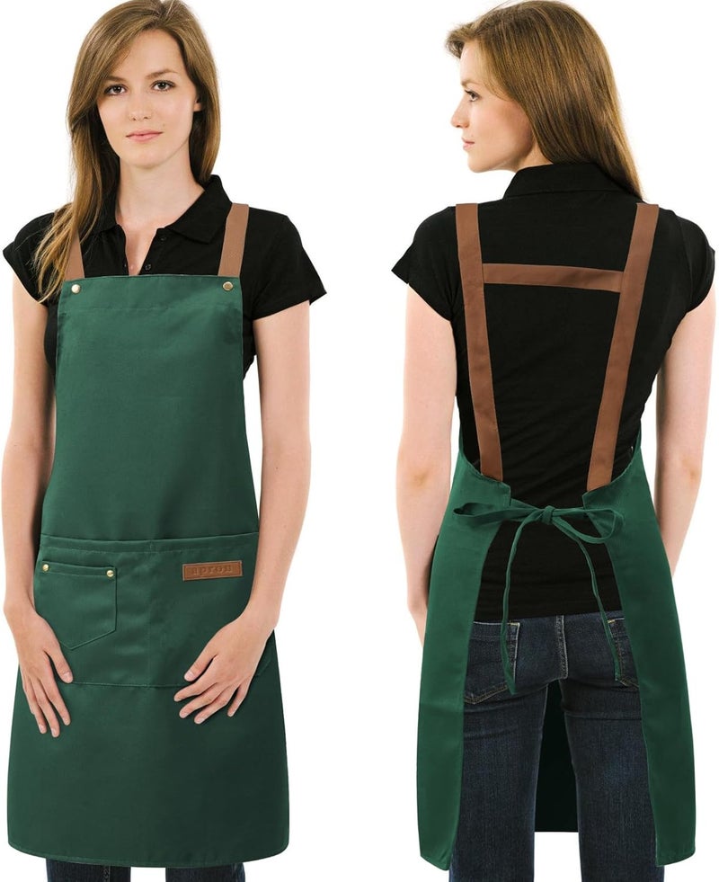 DILLMAN Art Aprons for Men Women Painting Pottery Baking, H Back Straps Waterdrop Kitchen Chef Cooking Apron with Pockets - Image 1
